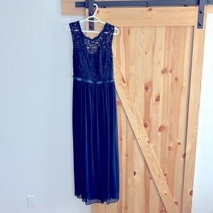 Navy Blue Dress with Laced Bodice